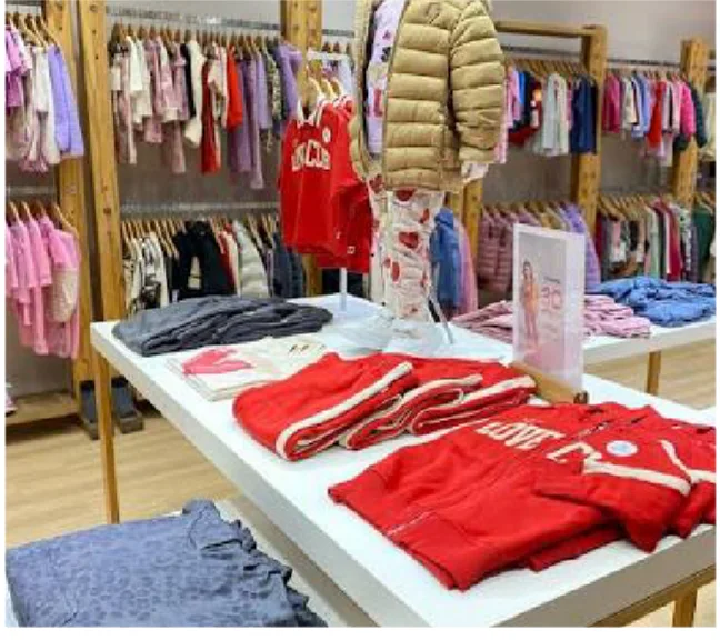 Interior del local con indumentaria infantil